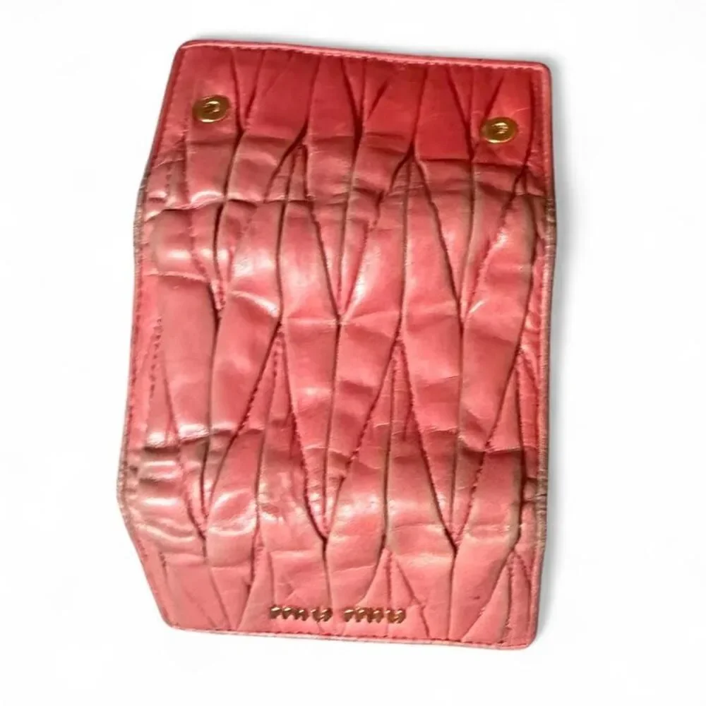 Miu Miu Leather Key Case Lot of 2 Pink Yellow Vintage Project Repair AS IS
